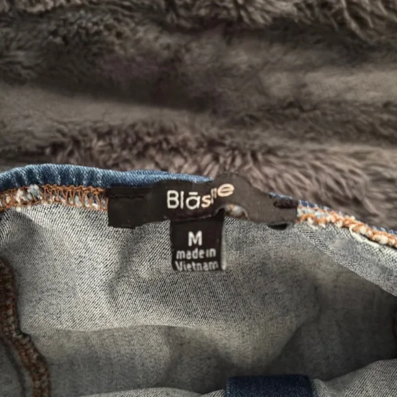 Denim Strapless Top with Gold Buttons - Picture 3 of 5